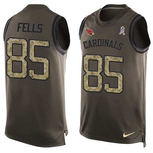 Men's Limited Darren Fells Nike Jersey Green - #85 Salute to Service Tank Top NFL Arizona Cardinals